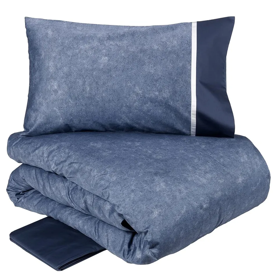 fazzini-galuchat-copripiumino-matrimoniale-percalle-cotone-blu-reversibile image 1