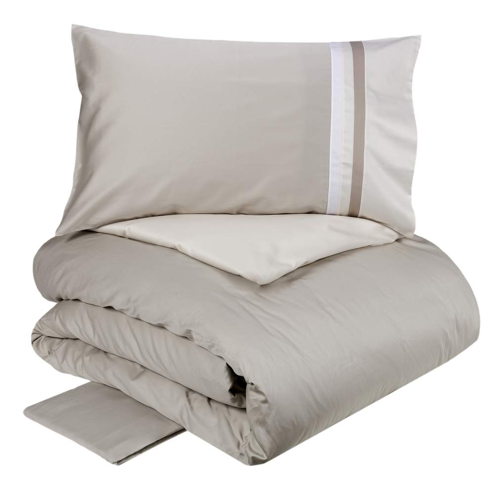 fazzini-kubric-60-completo-copripiumino-2-piazze-grigio-avorio image 1