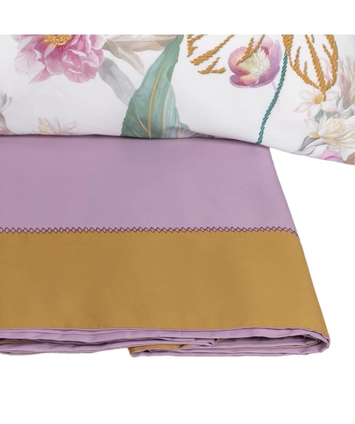 fazzini-ricamo-completo-lenzuola-2-piazze-malva-raso-di-cotone-300tc image 2