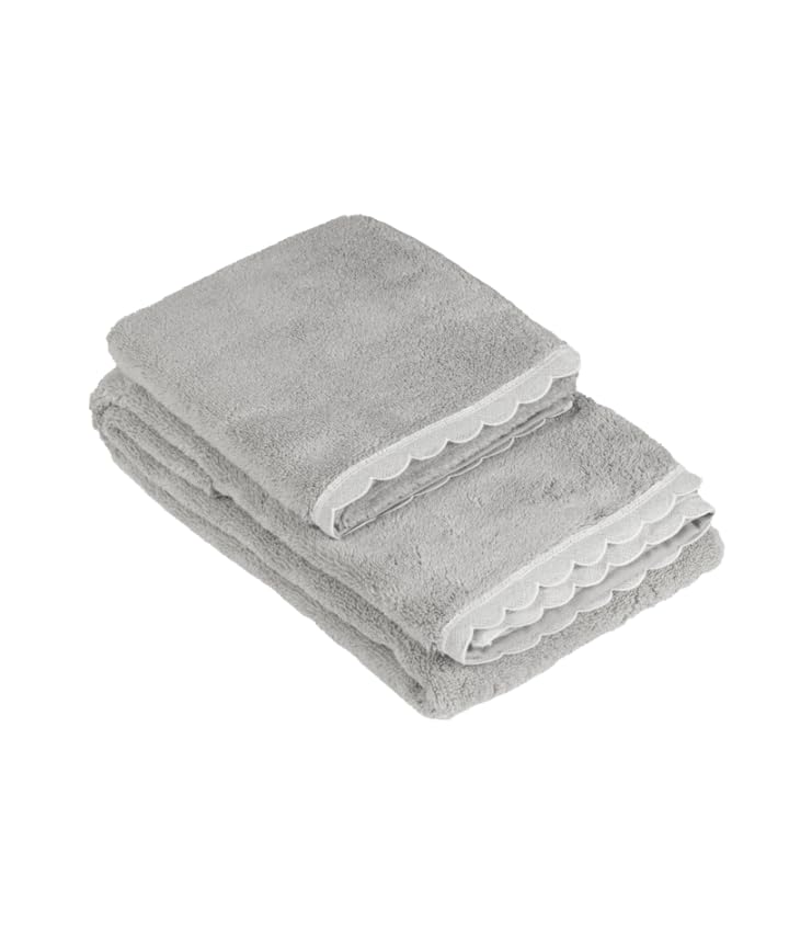 fazzini-castello-coppia-spugna-ospite-e-asciugamano-grigio-perla-bianco image 1