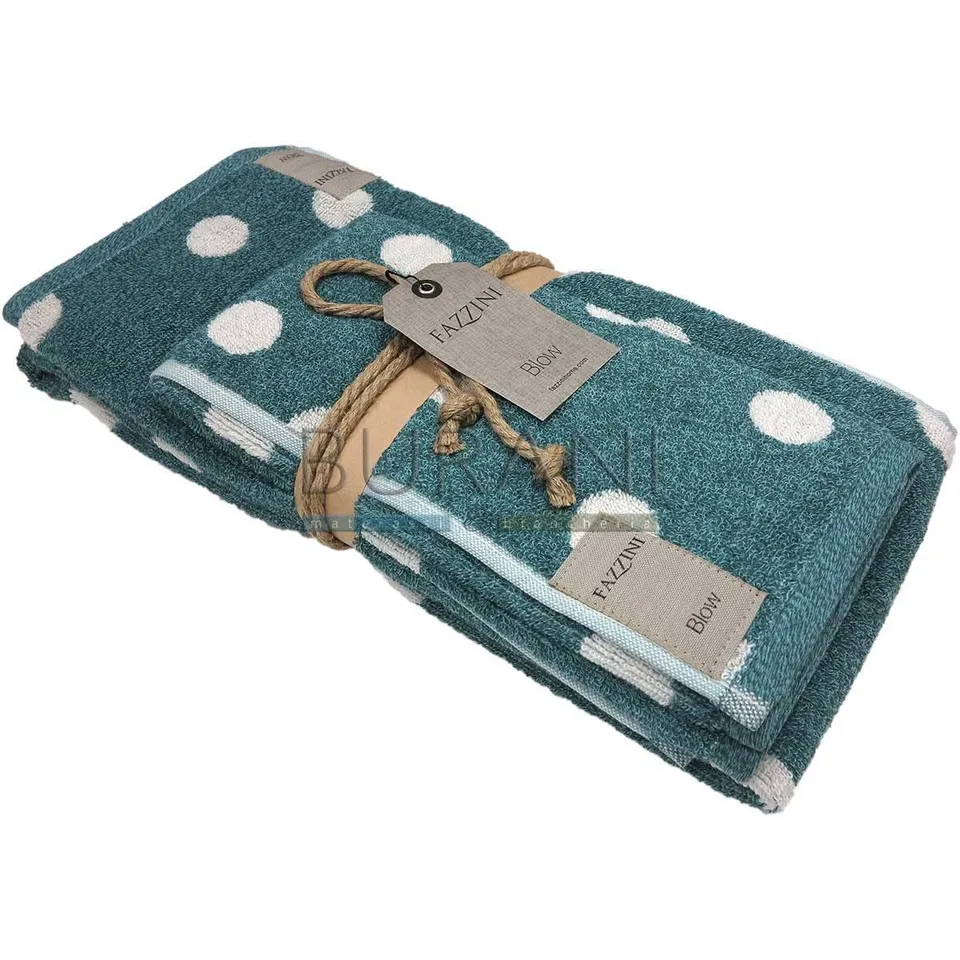 fazzini-pois-set-bagno-petrolio-coppia-ospite-asciugamano image 1