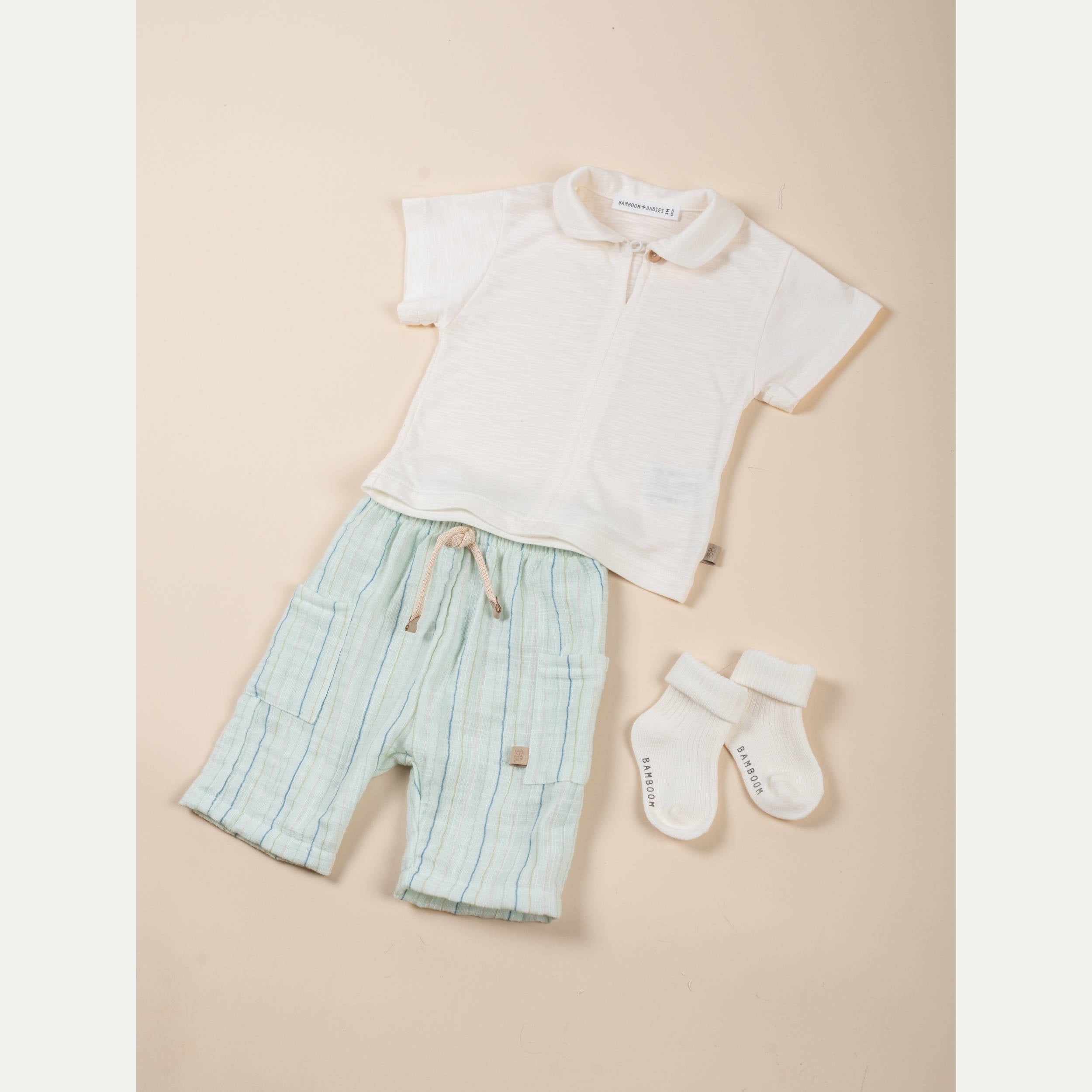 bamboom-pants-lino-look-stripe-white-blu-272-pantalone-bimbo image 2