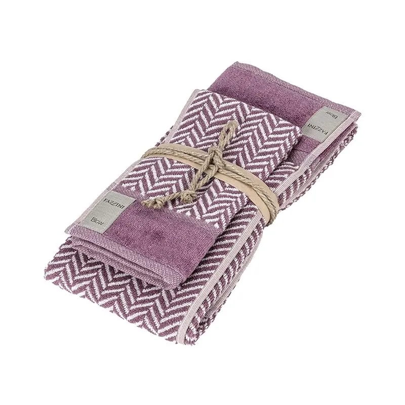 fazzini-chevron-coppia-ospite-asciugamano-viola-38x50-50x110 image 1