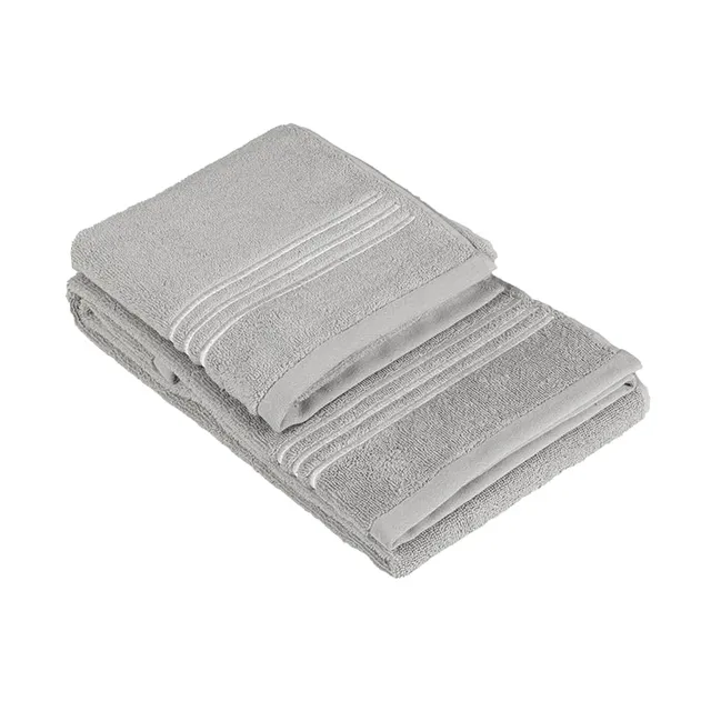 fazzini-isola-set-ospite-e-asciugamano-40x60-60x110-grigio-bianco image 1