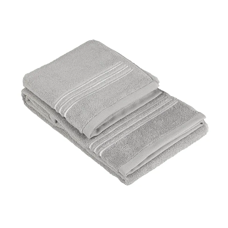 fazzini-isola-set-ospite-e-asciugamano-40x60-60x110-grigio-bianco image 1