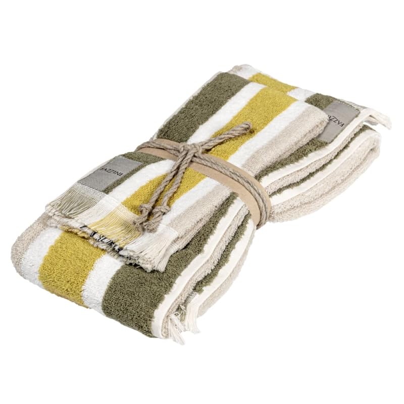 fazzini-gradazioni-coppia-spugna-ospite-viso-38x50-50x110-verde-ocra image 2