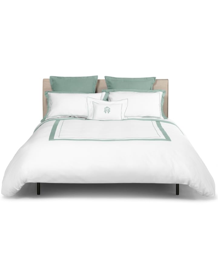 fazzini-atelier-darsena-completo-lenzuola-2-piazze-bianco-celadon-raso-300tc image 1